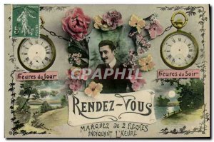 Old Postcard Fantasy See you hours of day evening hours Watch's pocket