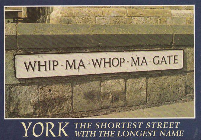 Whip Ma Whop Ma Gate Yorkshire Street Name Signpost Rare 1980s York Postcard