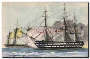 Old Postcard Fantasy Illustrator Haffner Boat Combat Ships has the & # 39embo...