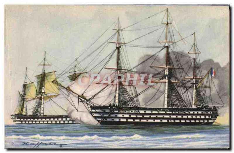 Old Postcard Fantasy Illustrator Haffner Boat Combat Ships has the & # 39embo...