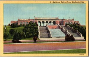 Vintage Postcard Ault Park Shelter House Cincinnati, Ohio KF5