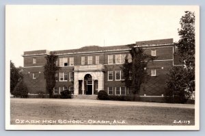 J89/ Ozark Alabama RPPC Postcard c1940s High School Building Cline  178