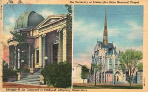 Postcard 1920's University of Pittsburgh Observatory & Memorial Chapel Penn. PA