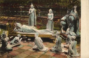 burma, Idols of a Buddhist Pagoda (1910s) Italian Mission Postcard