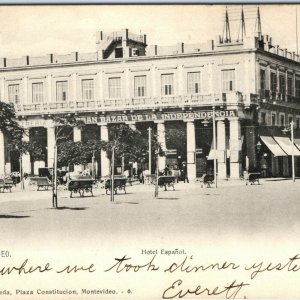 Pre-1907 Montevideo, Uruguay Litho Photo Hotel Espanol Enrique Moneda Post A15