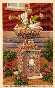 Wisconsin Dickeyville Flower Pot In Front Of Holy Ghost Church 1947 Curteich