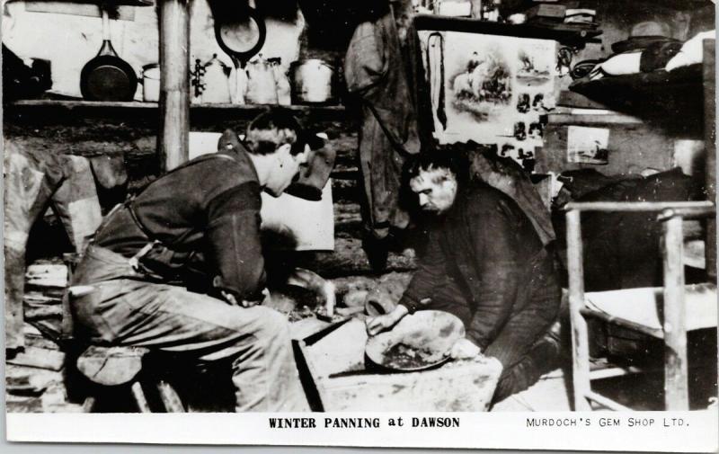 Winter Panning Dawson City Yukon YT Murdoch's Gem Shop Repro Postcard E38