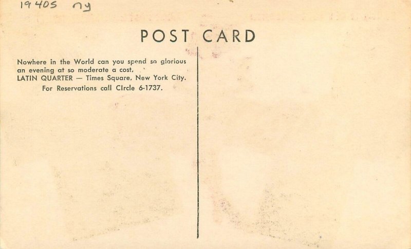 Postcard 1940s New York Latin Quarter multi sexy woman 22-13117