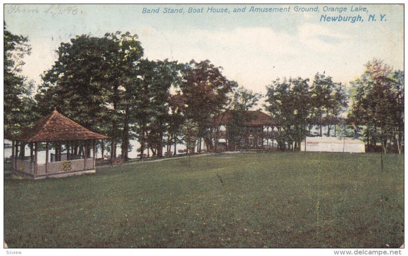 NEWBURGH, New York, PU-1907; Band Stand, Boat House And Amusement Ground, Ora...