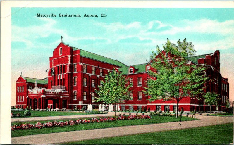 Aurora IL Mercyville Sanitarium Postcard unused (13819)