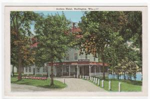 Antlers Hotel Burlington Wisconsin 1920s postcard