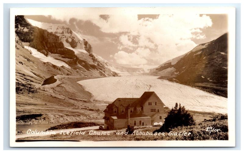 Postcard Columbia Icefield Chalet and Athabasca Glacier, Canada 1907-09 RPPC D6