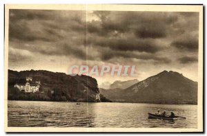 Old Postcard Lake Annecy and Menthon St Bernard taking view