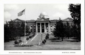 View of Richardson Hall, Southwestern College Winfield KS Vintage Postcard D57