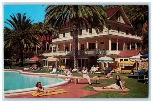 Castle Hot Springs Hotel Swimming Pool Sunbathing Arizona AZ Vintage Postcard