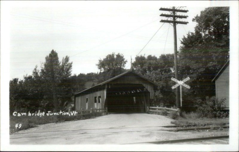 Cambridge Junction VT Covered Bridge Real Photo Postcard 