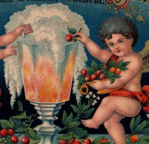 1880s Rare Brause Limonade Bonbons Label Cherubs Fab! #5Z