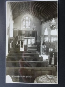 Cornwall ST ENODOC CHURCH (Interior) Trebetherick Old RP Postcard by F A Maycock 