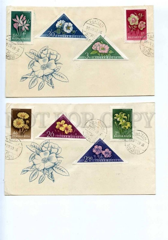 290668 HUNGARY 1958 year Flowers First Day set of two COVER