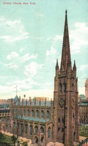 Vintage Postcard 1910's View of The Trinity Church New York N. Y.