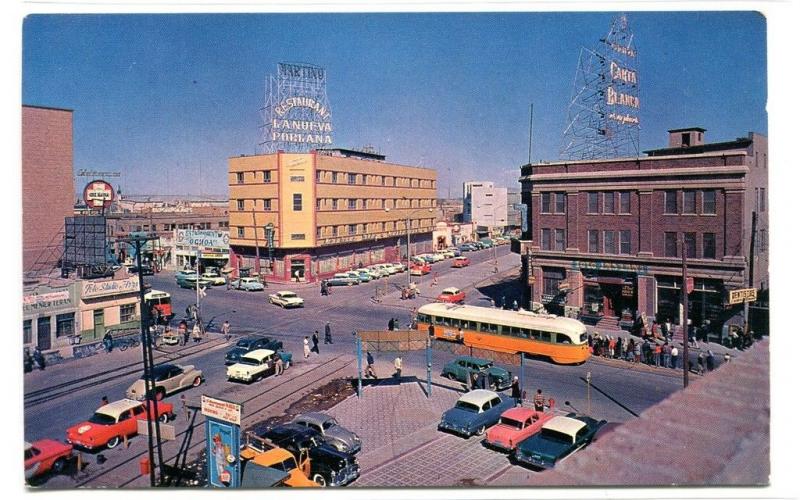 Avenida 16 Septembre Ferrocarril Hotel Rio Bravo Ciudad Juarez Mexico postcard