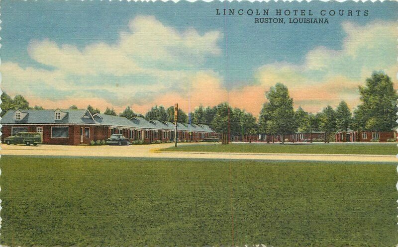 Lincoln Hotel Courts Ruston Louisiana Teich linen roadside Postcard 21-1039