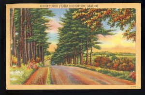 Bridgton, Maine/ME Postcard,  Pleasant View Of Country Road, 1956!