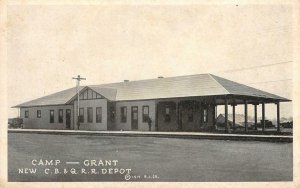 Camp Grant, CB & Q Railroad Depot, Rockford, Illinois 1917 Vintage Postcard