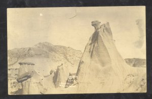 RPPC WIBAUX MONTANA UNUSUAL ROCK FORMATION REAL PHOTO POSTCARD PEKIN ILL.