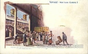 Boarding the Steamer,Voyage, New York, USA American Souvenir Card Co. Ship Un...