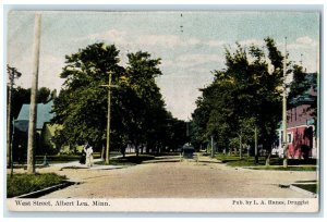 c1910 West Street Exterior View Albert Lea Minnesota MN Vintage Antique Postcard