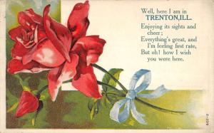 Trenton Illinois Rose Flower Greeting Antique Postcard K105753