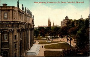 View Entrance St James Cathedral Montreal Canada Antique Postcard Valentine DB 