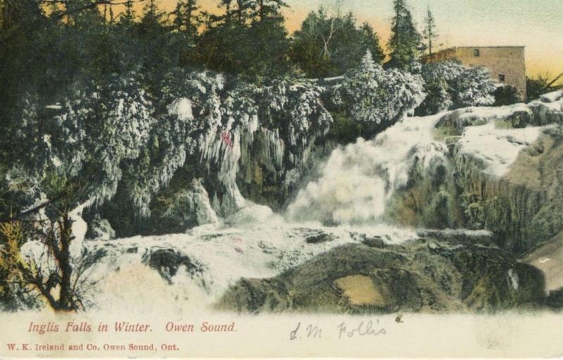 Inglis Falls in Winter Owen Sound Ontario ON c1906 Antique Postcard E12