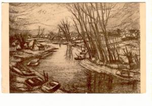 Artist's Sketch of River in Leye, Belgium