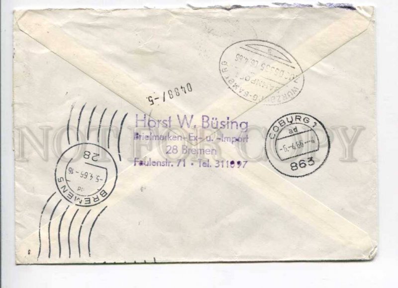 421759 GERMANY 1966 year Bremen real posted Express COVER