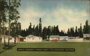 Yellowstone Montana MT Herk's Modern Cabins Linen Vintage Postcard