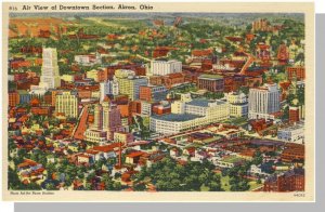 Akron, Ohio/OH Postcard,  Spectacular Aerial View Of Downtown Section