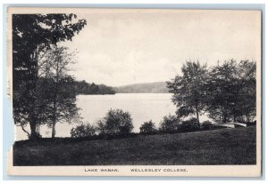 c1920 Lake Waban Trees Grove Boat Wellesley College Massachusetts MA Postcard