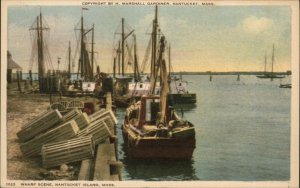 Nantucket Island Mass MA Wharf Lobster Traps c1910 Vintage Postcard
