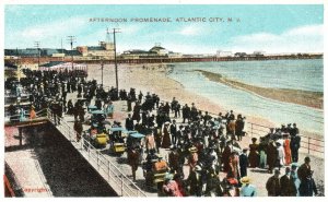 Vintage Postcard 1920's Afternoon Promenade Bay View Atlantic City New Jersey NJ