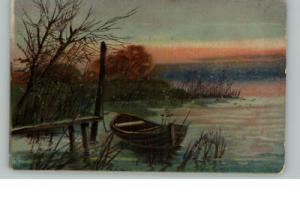 Embossed Boat Art c1910 Postcard