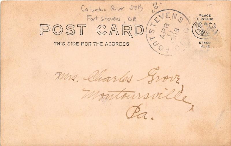 F25/ Fort Stevens Oregon RPPC Postcard 1906 Columbia River Jetty