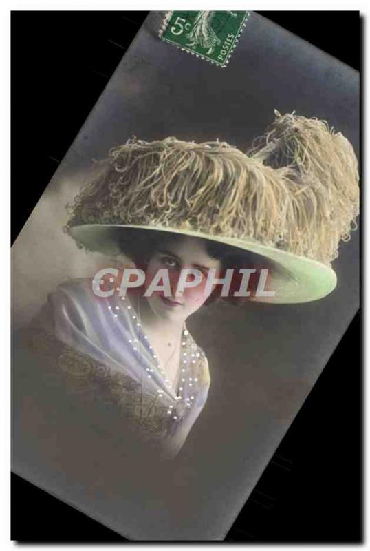 Postcard Old Fashion Female Hairstyle Headdress Hat