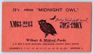 1940 Shelburne County Nova Scotia Canada Postcard Midnight Owl XM63-2243 Wilbert