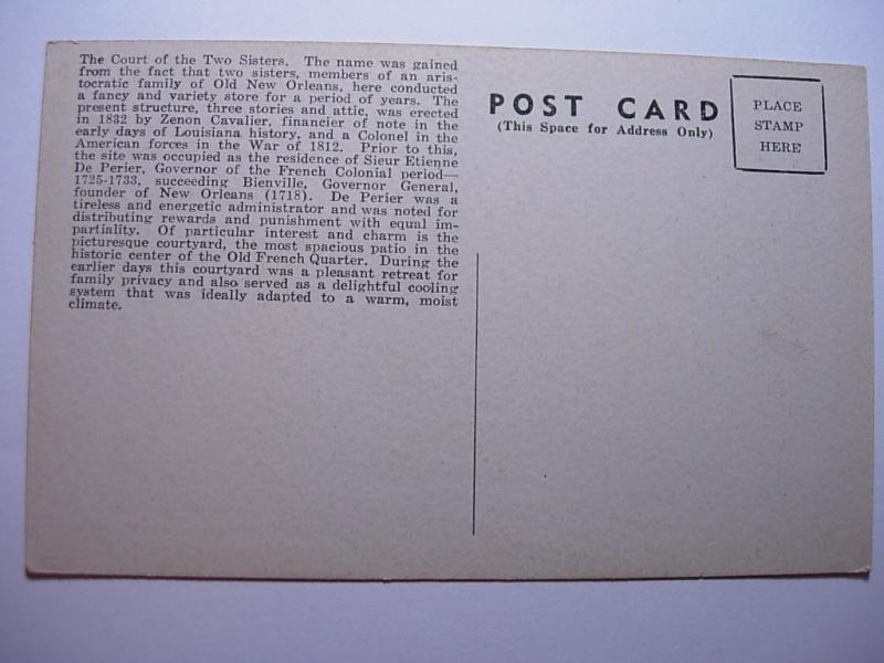 Vintage COURT OF TWO SISTERS RESTAURANT New Orleans Louisiana LA Card y9435-22