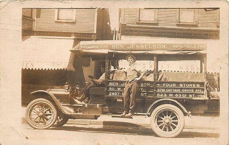 Chicago IL Ben Jesselson Wholesale Fish Truck RPPC Postcard