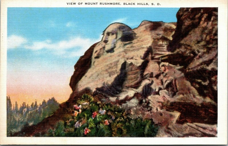 VINTAGE POSTCARD SOUTH DAKOTA BLACK HILLS MT. RUSHMORE MEMORIAL