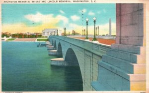 Vintage Postcard 1937 Arlington Memorial Bridge Lincoln Memorial Washington DC