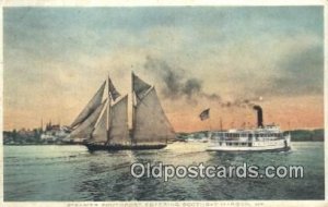 Steamer Southport, Boothbay Harbor, Maine, ME USA Sailboat 1914 light crease ...